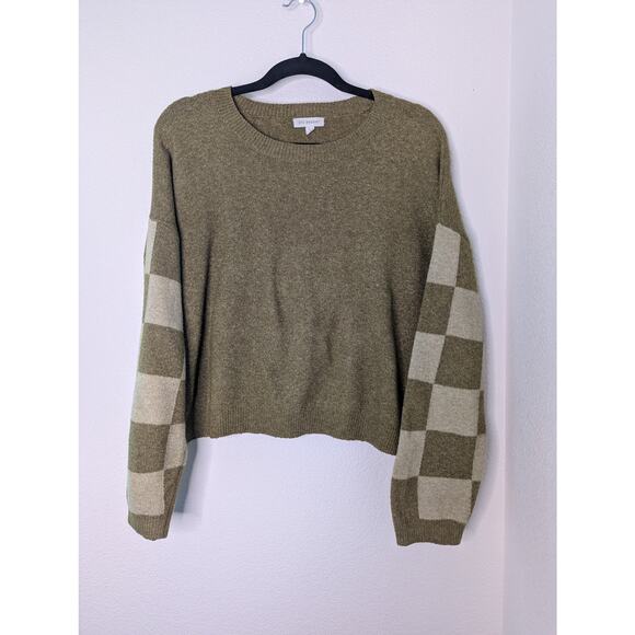 Blu Pepper Sweaters - Blu Pepper Y2K Checkerboard Green Cropped Sweater L Spring